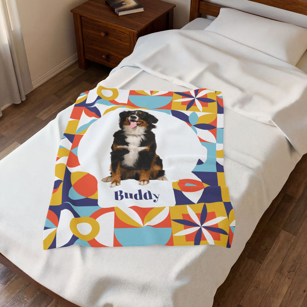 Custom Pet Blanket with Photo  Name  Personalized Dog Blanket  Cat Photo Throw  Sherpa Plush Pet Memorial Gift  PET3