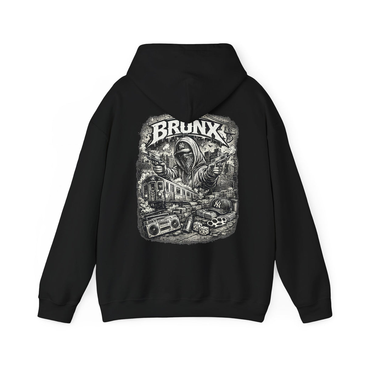 Bronx Street Art Hoodie Urban Graffiti Train & Boombox Pullover