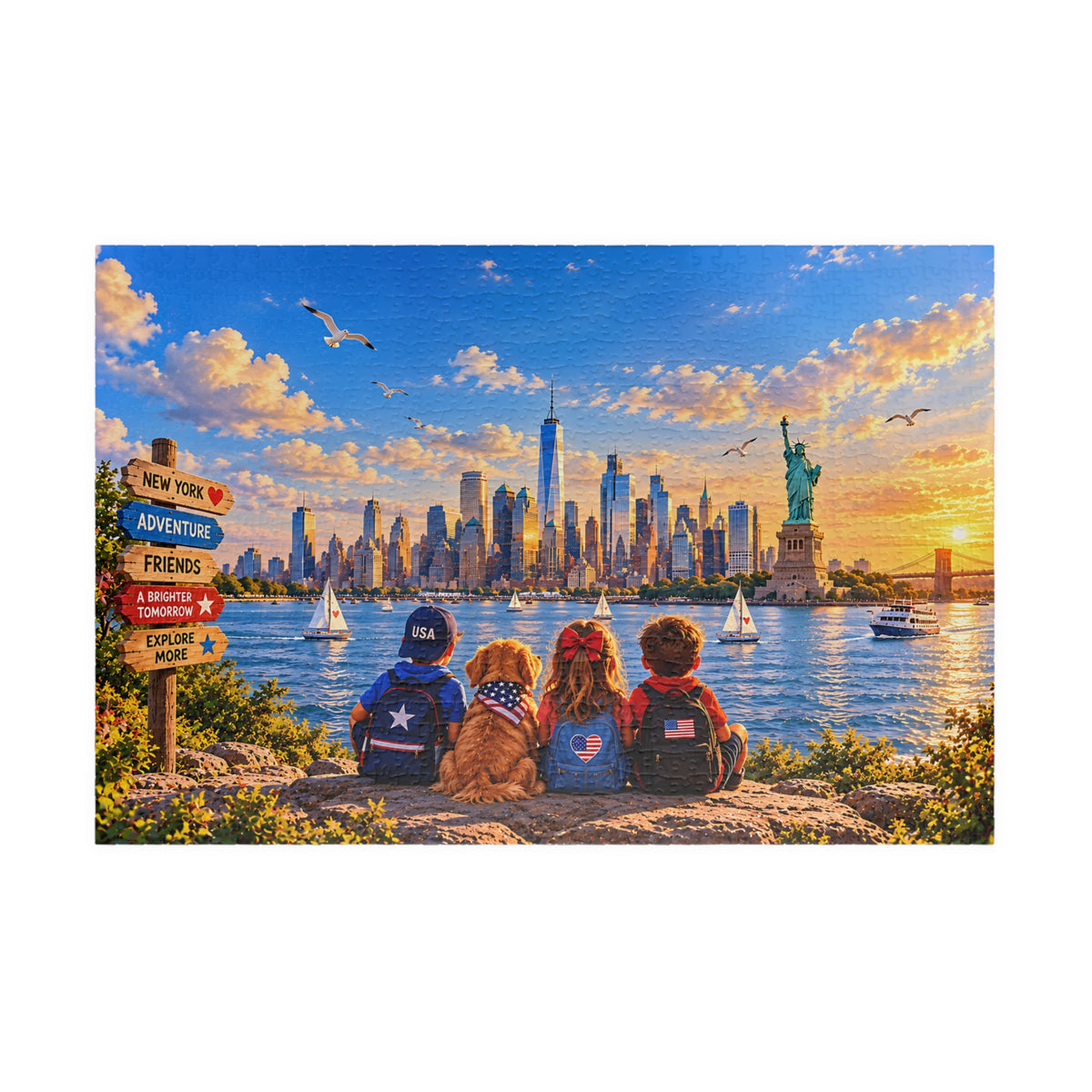 New York City USA Puzzle – Statue of Liberty Jigsaw Puzzle (110, 252, 520, 1014-piece)