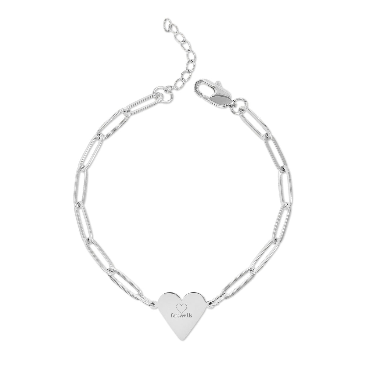 Forever Us Heart Bracelet – Engraved Paperclip Chain
