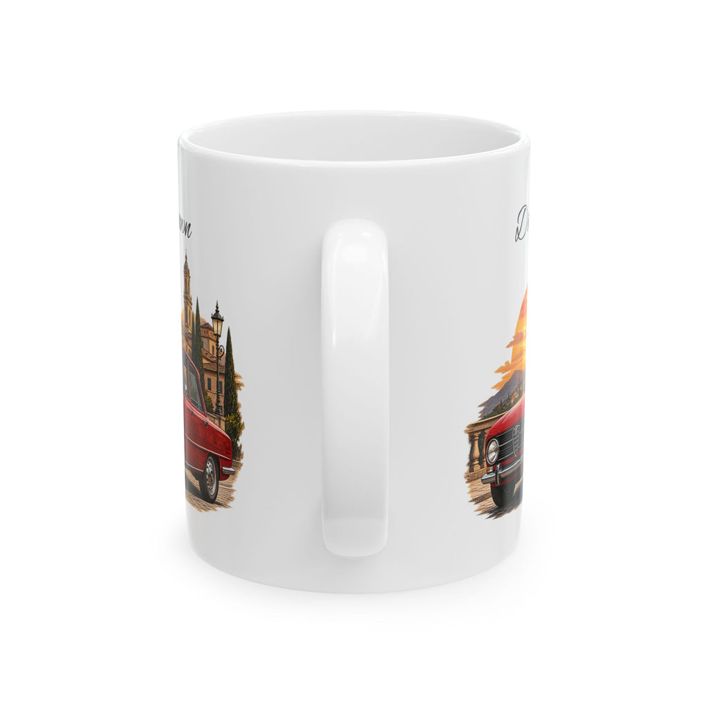 Personalized Name Vintage Italian Car Mug – Classic Red Car Gift