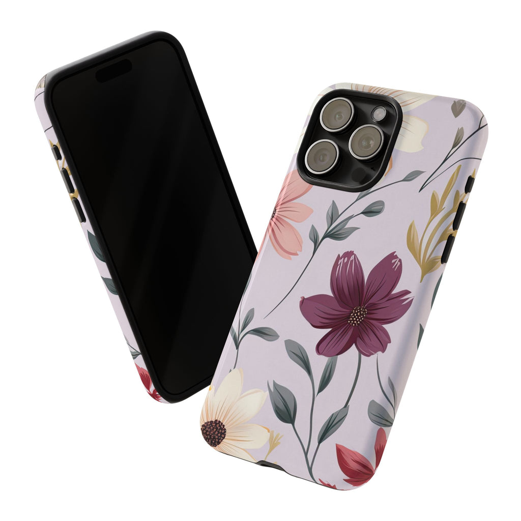 Elegant Wildflower Tough Phone Case – Soft Pastel Floral Design