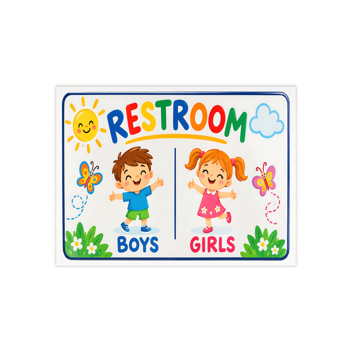 Kids Restroom Sign – Boys & Girls Colorful Ceramic Plaque - SE6