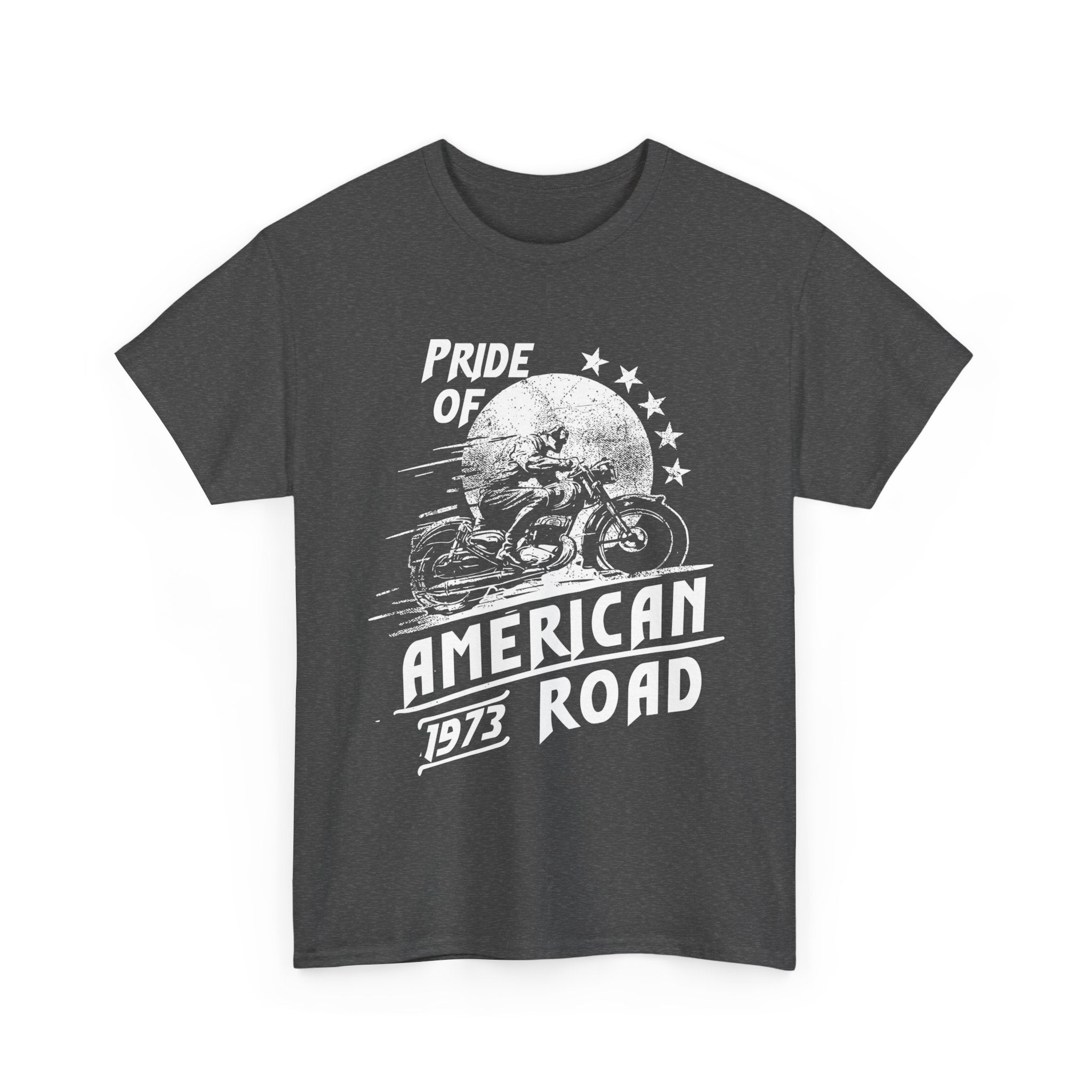 American Road Motorcycle Tee — "Pride of American Road 1973" Vintage Biker T-Shirt