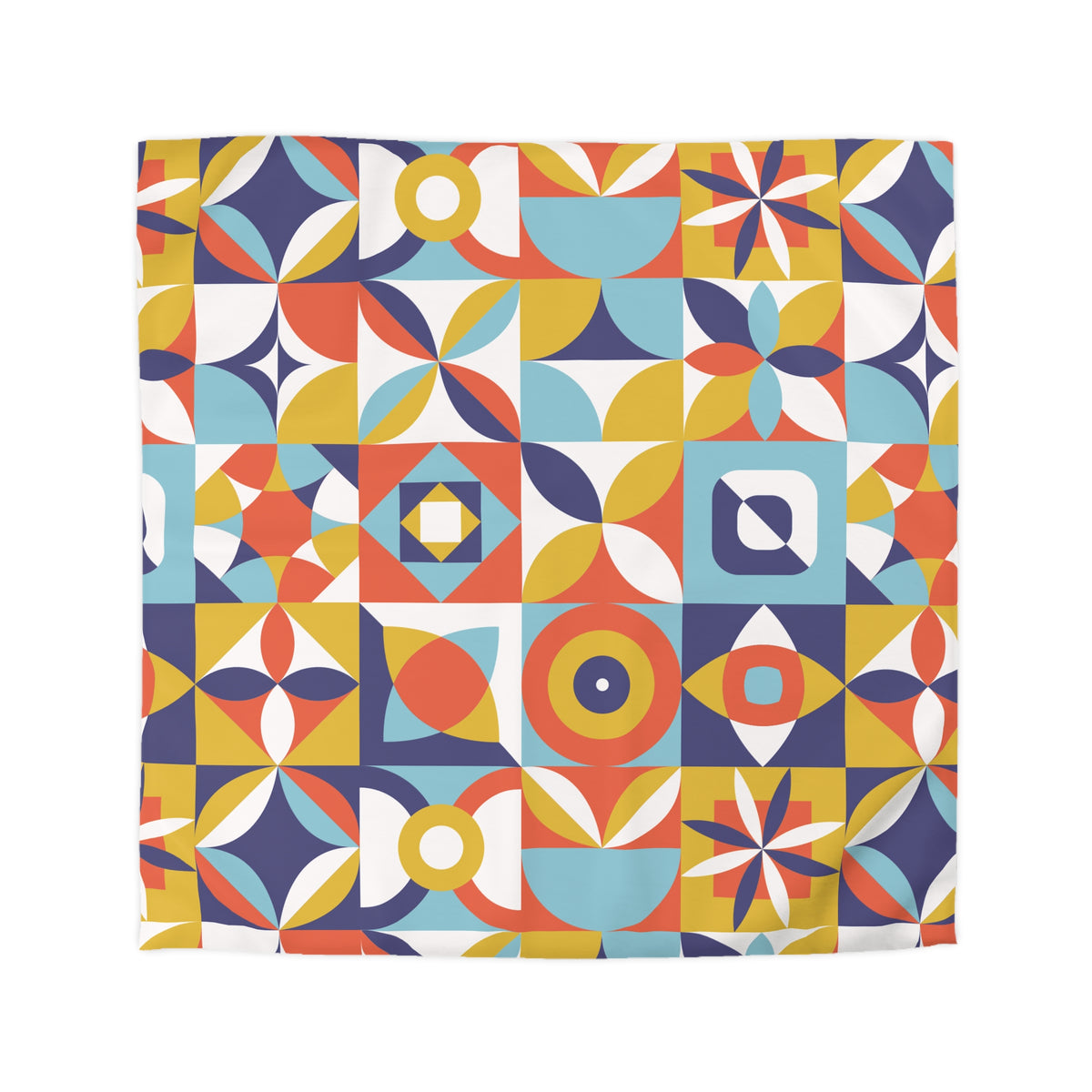 Geometric Retro Tile Pattern Microfiber Duvet Cover | Colorful Mid Century Design