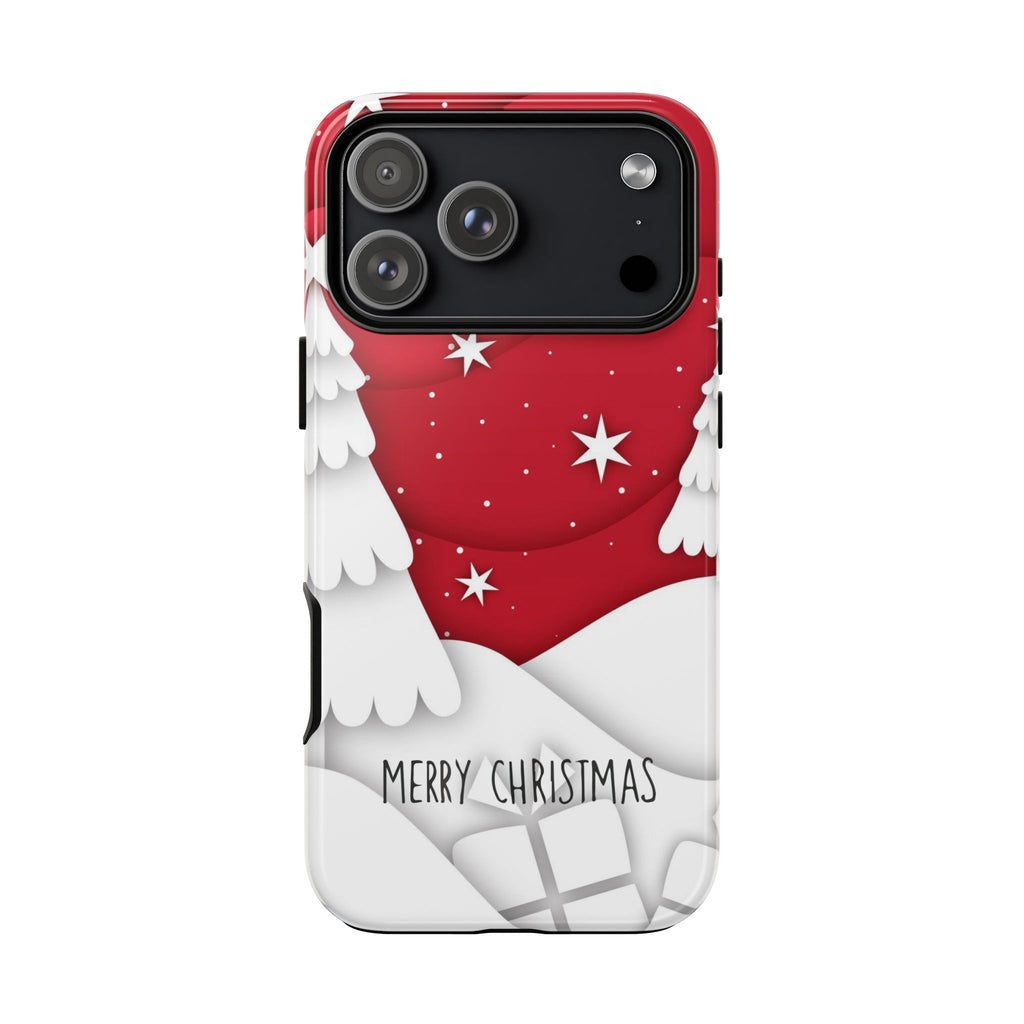 Merry Christmas Phone Case – Red & White Holiday Tough Case