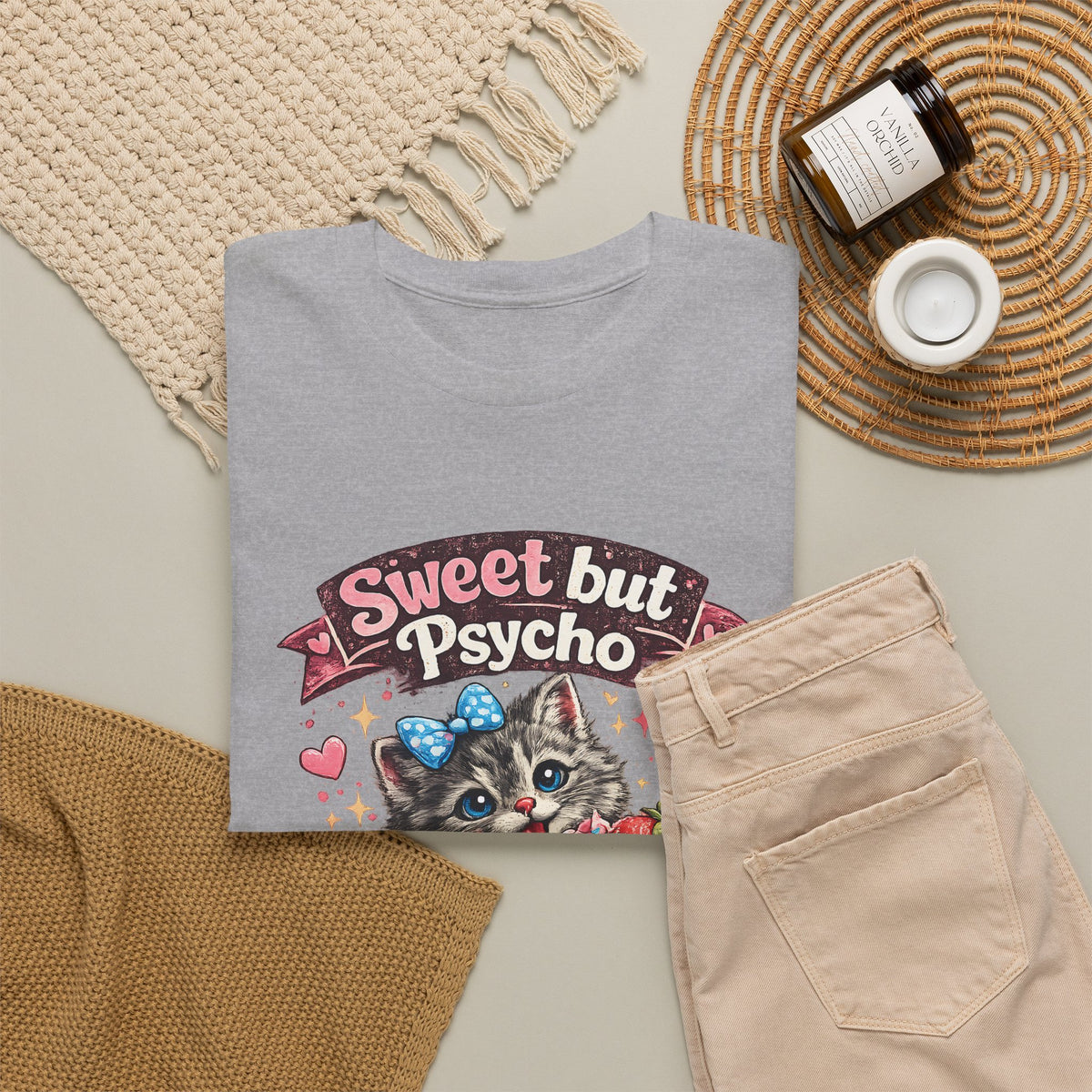 “Sweet But Psycho” T-Shirt – Cute Funny Kawaii Cat Graphic Tee
