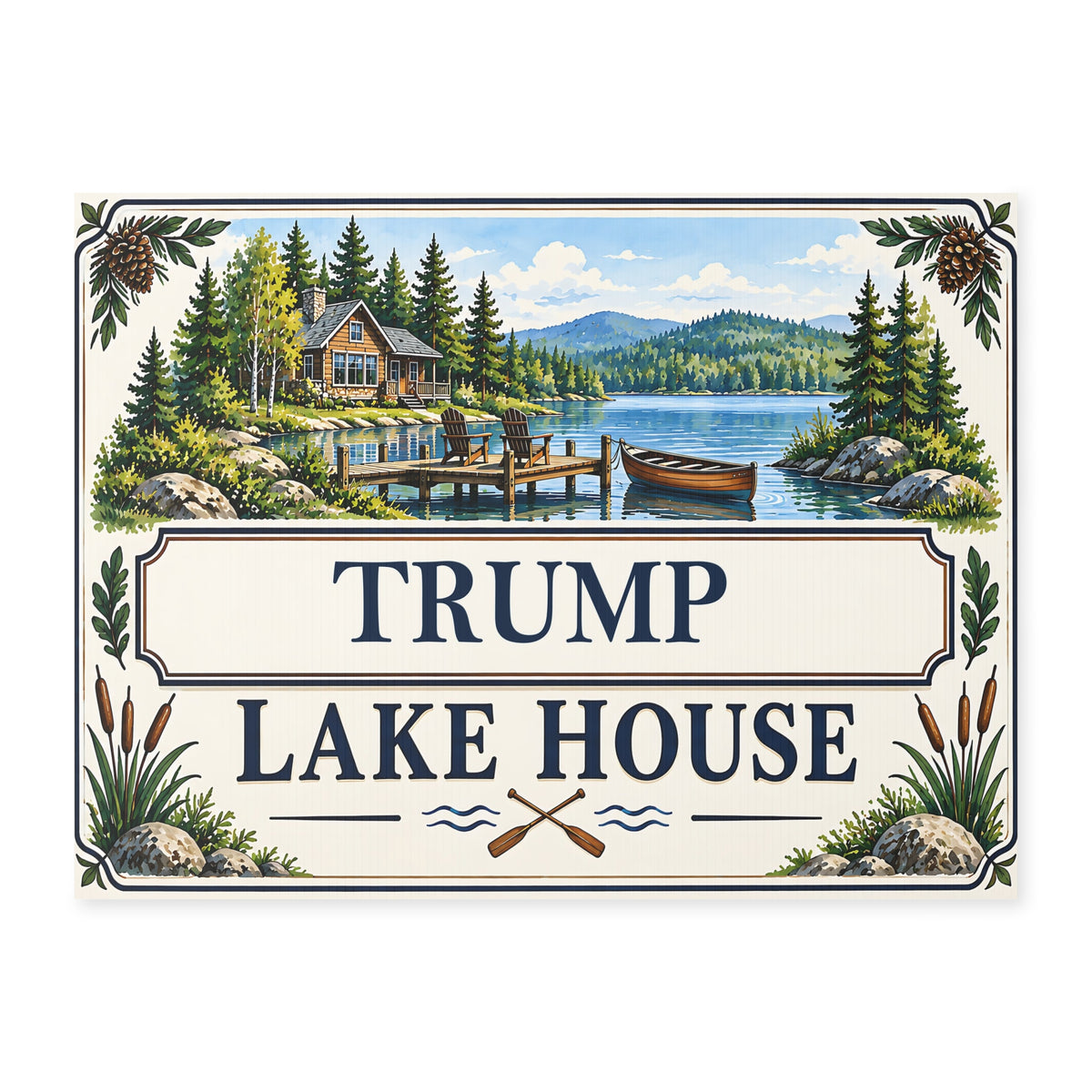 Personalized Lake House Double-Sided Yard Sign – Custom Name Sign YL2