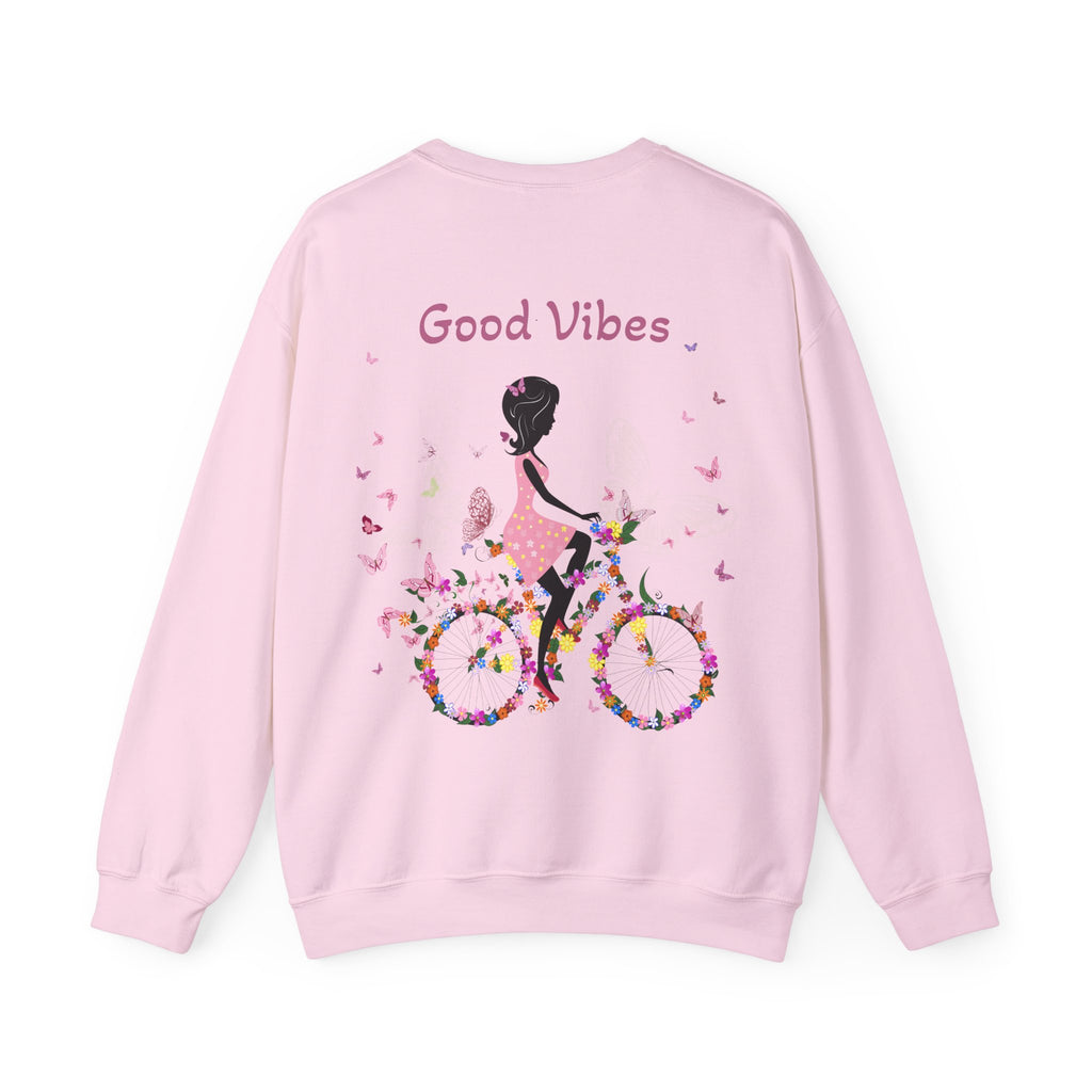 Good Vibes Sweatshirt, Floral Bicycle Crewneck