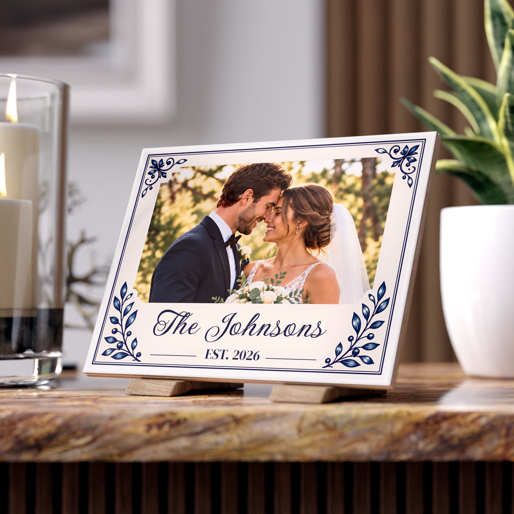 Personalized Wedding Photo Ceramic Plaque – Custom Couple Keepsake 6" × 8"