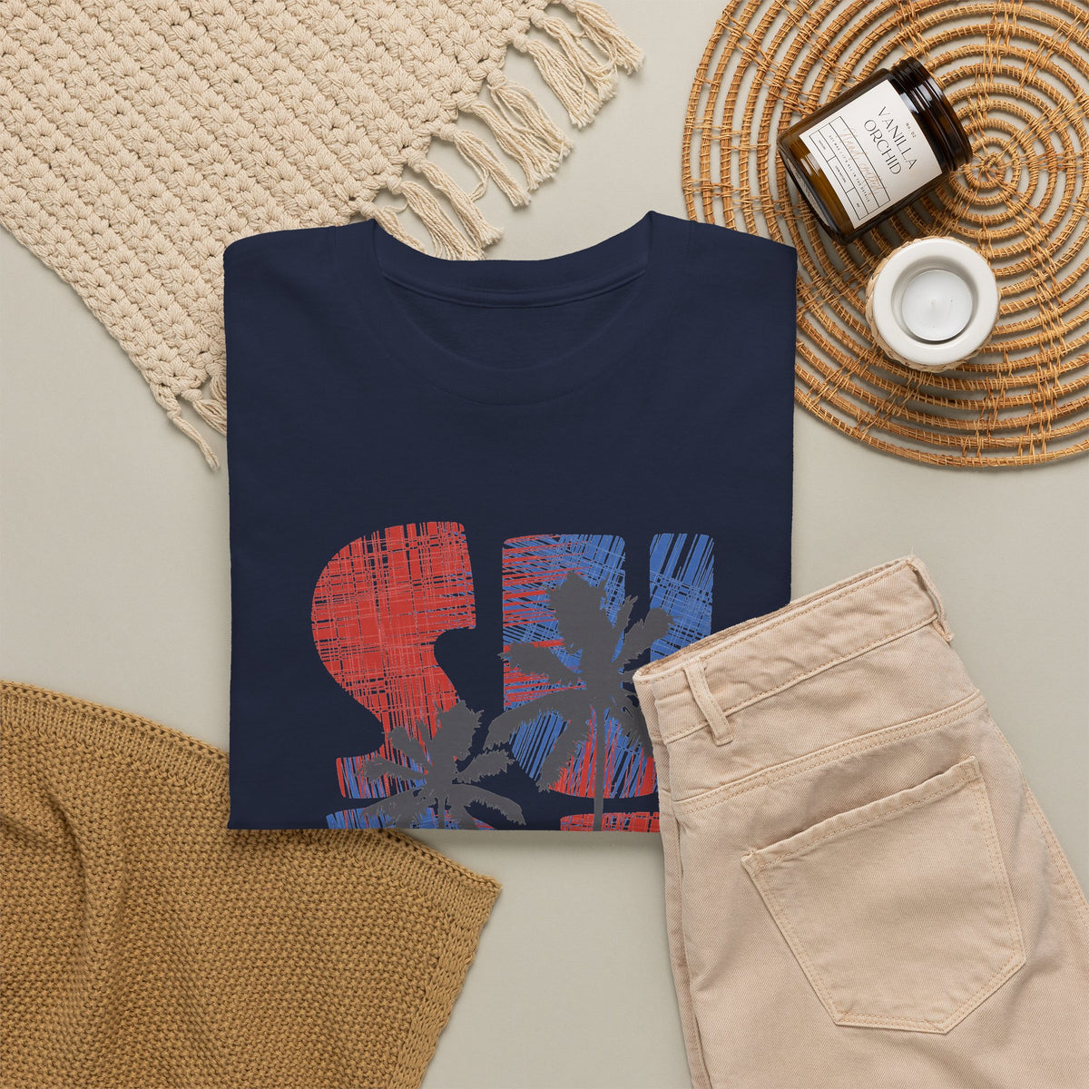 California Surf T-Shirt – Retro Surfboard & Palm Trees Graphic Tee