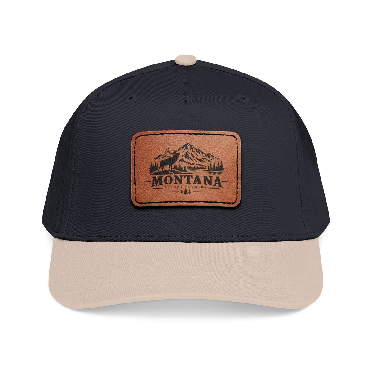 Montana Mountain Leather Patch Mid Profile Baseball Cap – Outdoor Adventure Hat