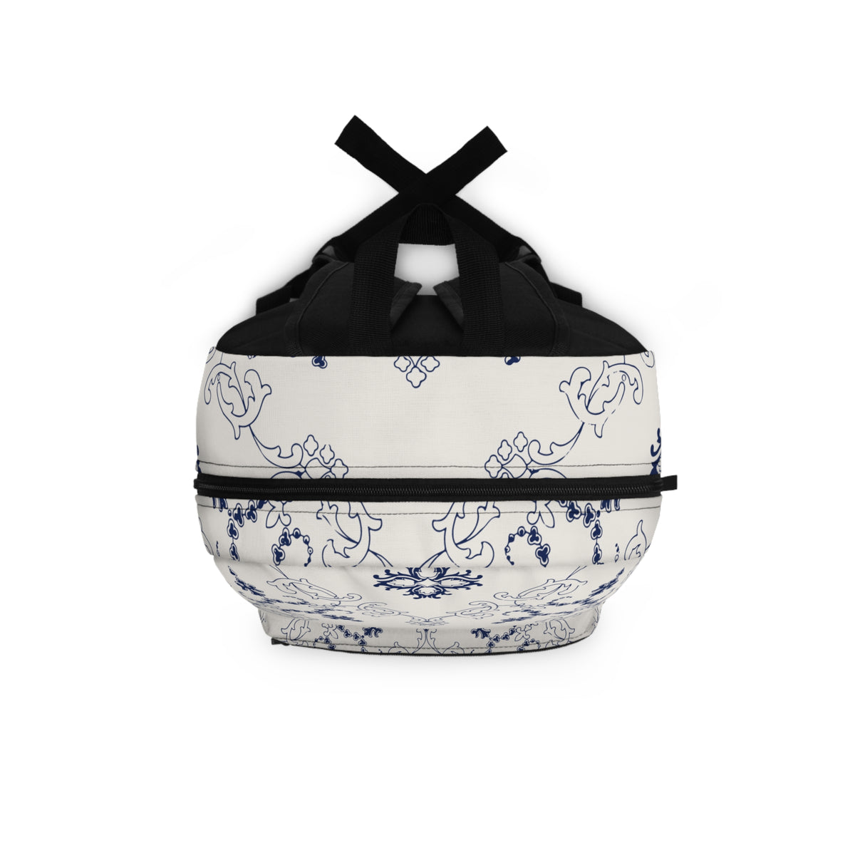 Cream & Blue Vintage Floral Backpack – Elegant Botanical Pattern