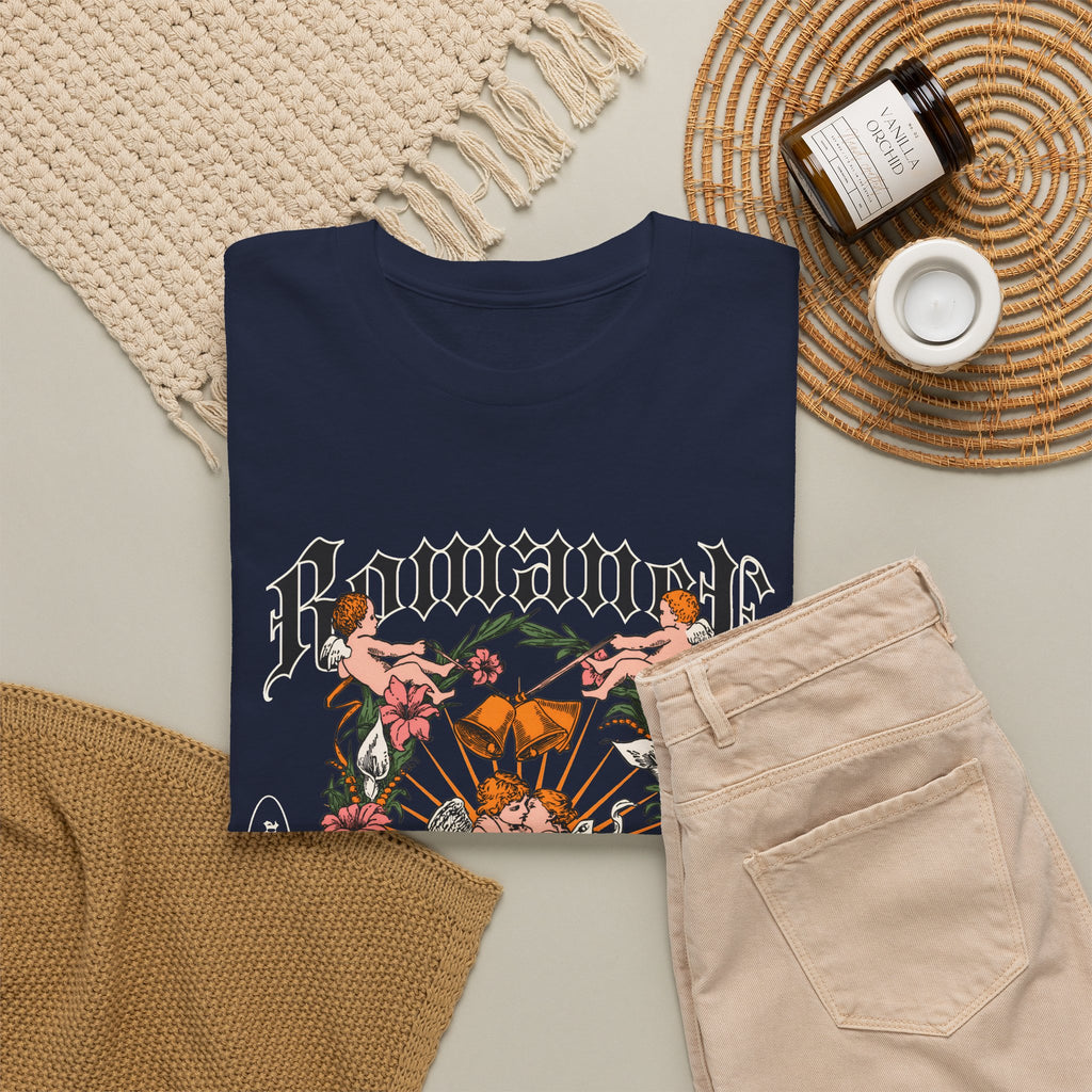 Gothic Floral Angel “Romancer” T-Shirt – Dark Vintage Unisex Graphic Tee