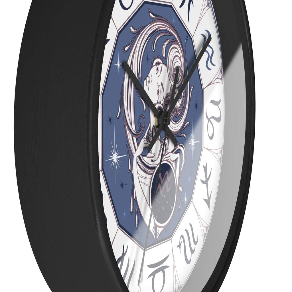 Aquarius Zodiac Illustration Wall Clock | Astrology Symbols, Celestial Art