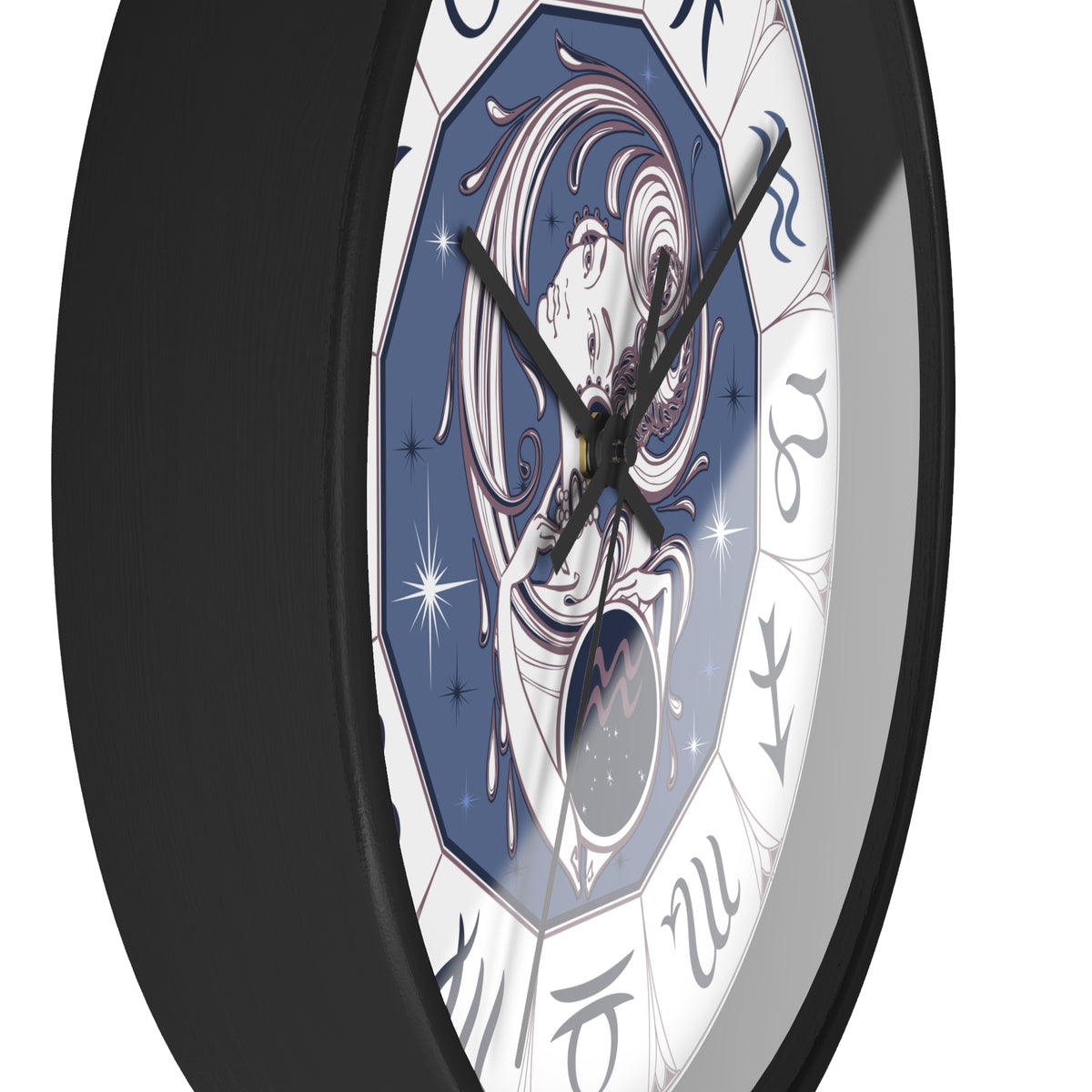 Aquarius Zodiac Illustration Wall Clock | Astrology Symbols, Celestial Art