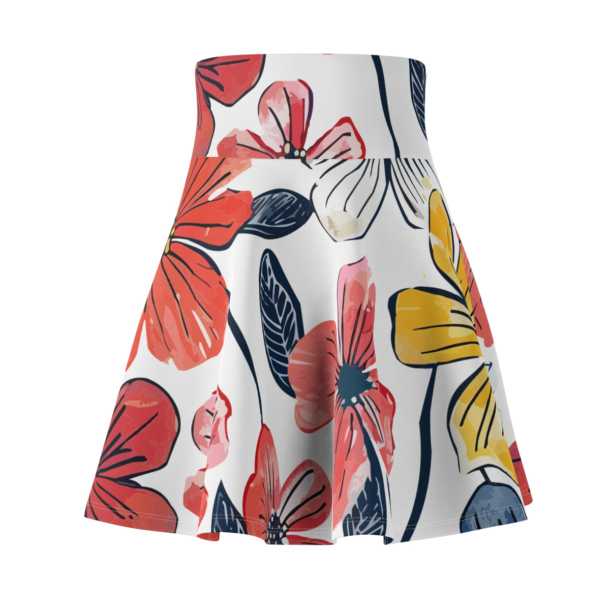 Colorful Floral Skater Skirt – Bold Flower Print