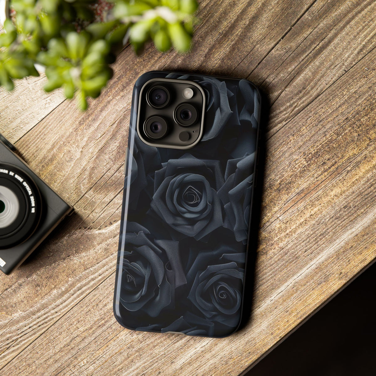 Black Rose Phone Case – Dark Floral Tough Case