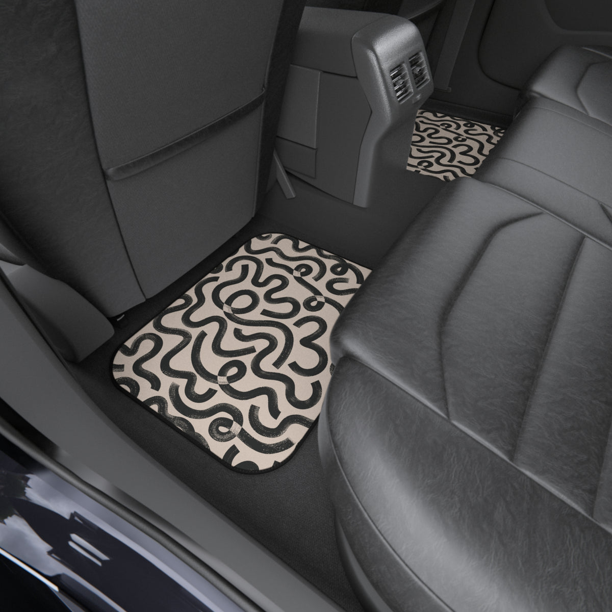 Beige Abstract Pattern Car Floor Mats – 4-Piece Set