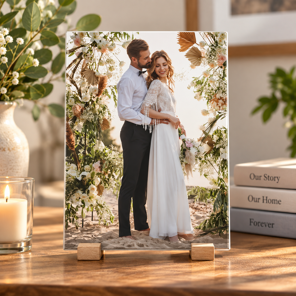 Personalized Wedding Photo Ceramic Tile 6" × 8" | Custom Couple Picture Tile | Wedding Gift | Anniversary Home Decor
