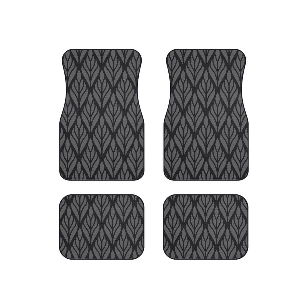 Black Geometric Car Floor Mats – Modern 4-Piece Set