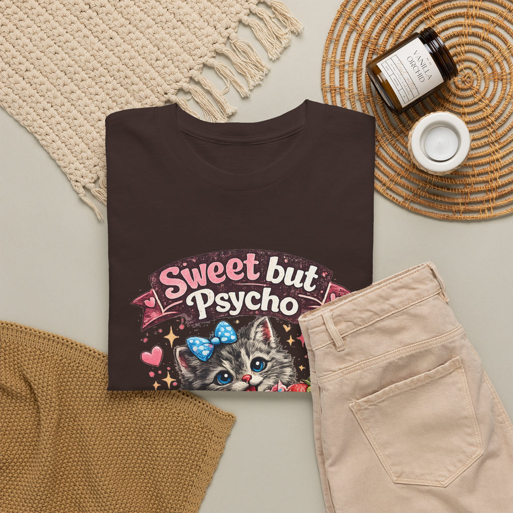 “Sweet But Psycho” T-Shirt – Cute Funny Kawaii Cat Graphic Tee