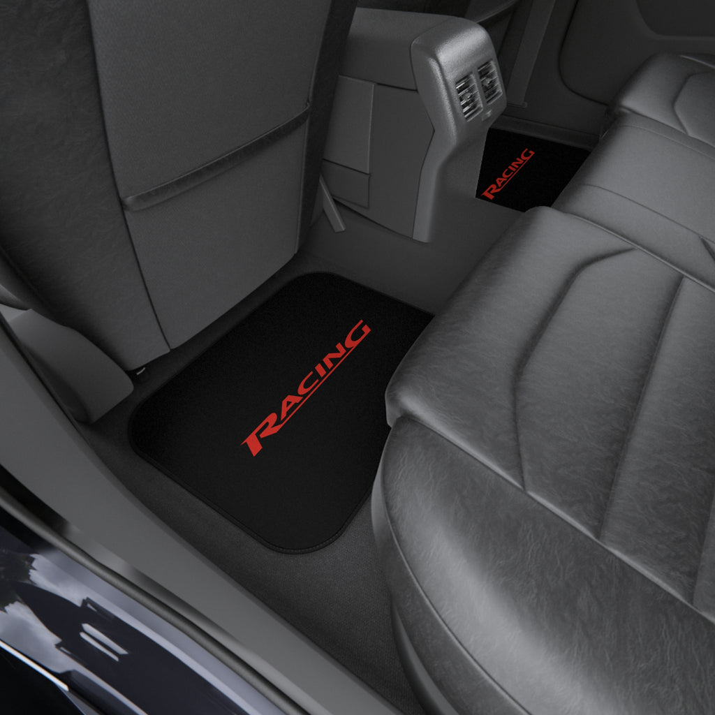 Racing Car Floor Mats – Black & Red 4-Piece Set