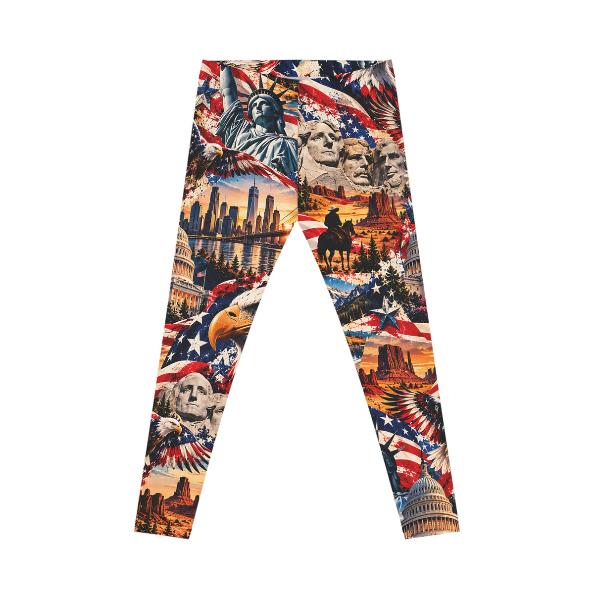 American Icons Leggings – USA Patriotic Landmark Collage