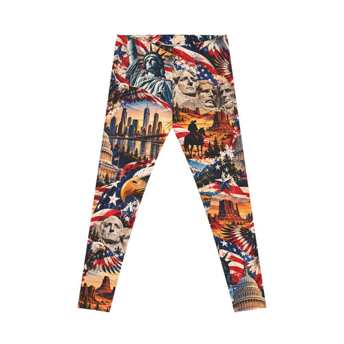 American Icons Leggings – USA Patriotic Landmark Collage