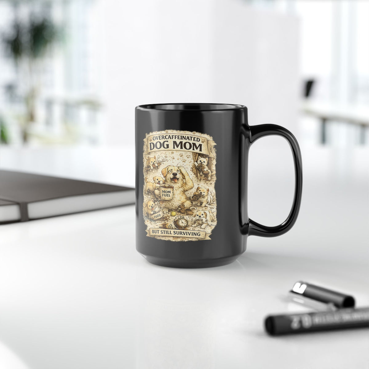 Overcaffeinated Dog Mom Mug Funny Dog Mom Coffee Cup Dog Lover Gift