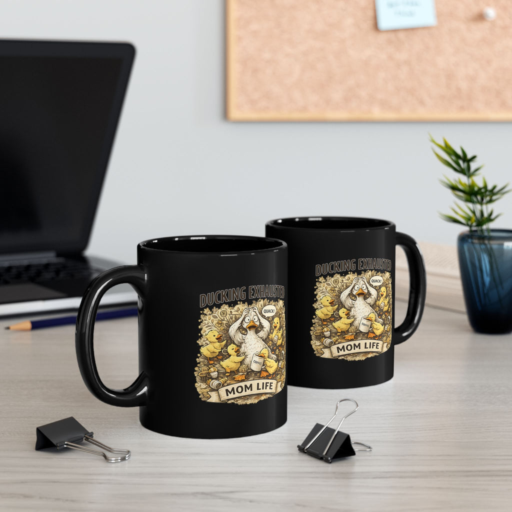 Ducking Exhausted Mom Life Mug Funny Mom Coffee Cup Cute Duck Humor Gift for Moms