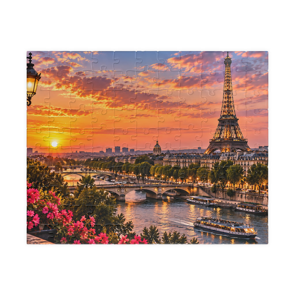 Paris France Puzzle – Eiffel Tower Sunset Jigsaw Puzzle 110/252/520/1014-Piece
