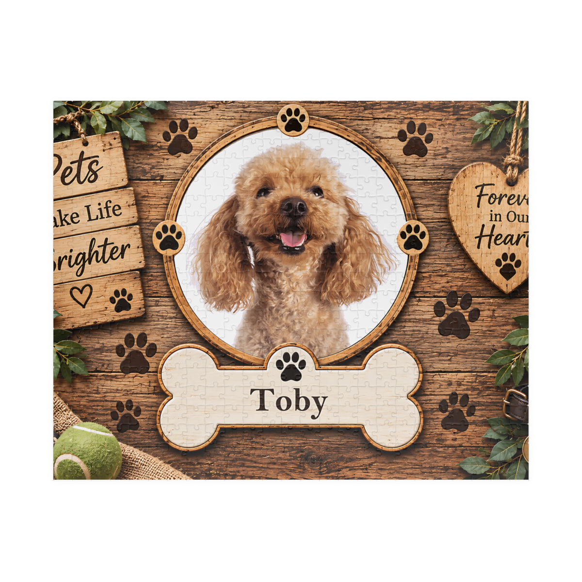 Personalized Pet Photo Puzzle – Custom Dog or Cat Picture & Name (110, 252, 520, 1014-piece)