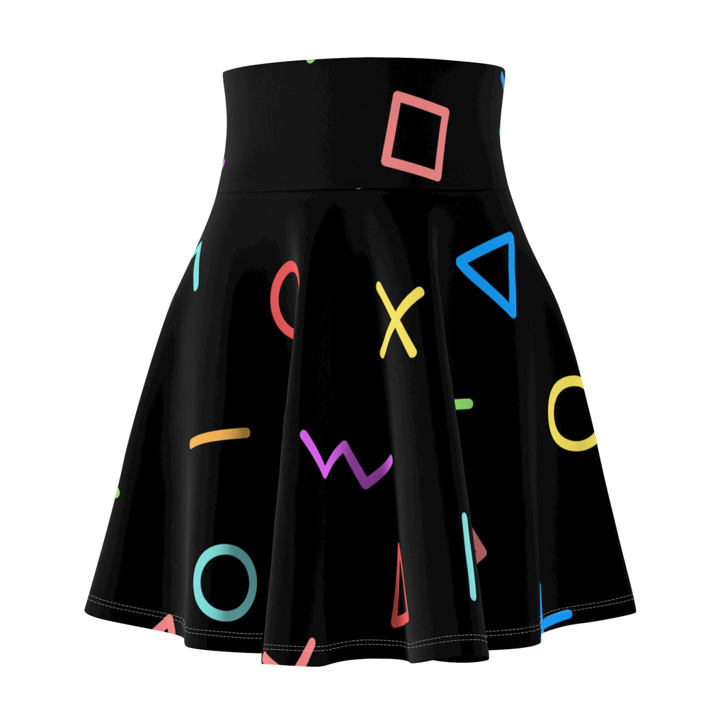 Retro Geometric Skater Skirt – Colorful 80s Pattern