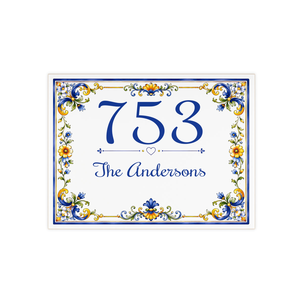 Personalized Ceramic House Number Plaque with Family Name – S22