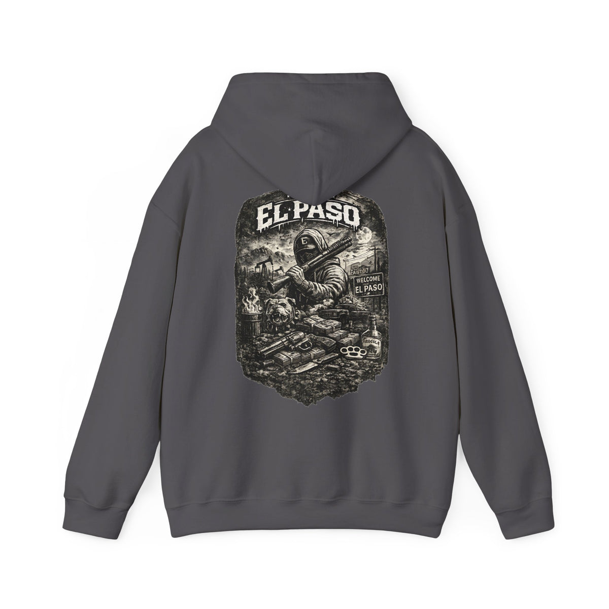 El Paso Hoodie Texas Border Streetwear, Dark Western Graphic Hoodie, Urban Unisex Sweatshirt