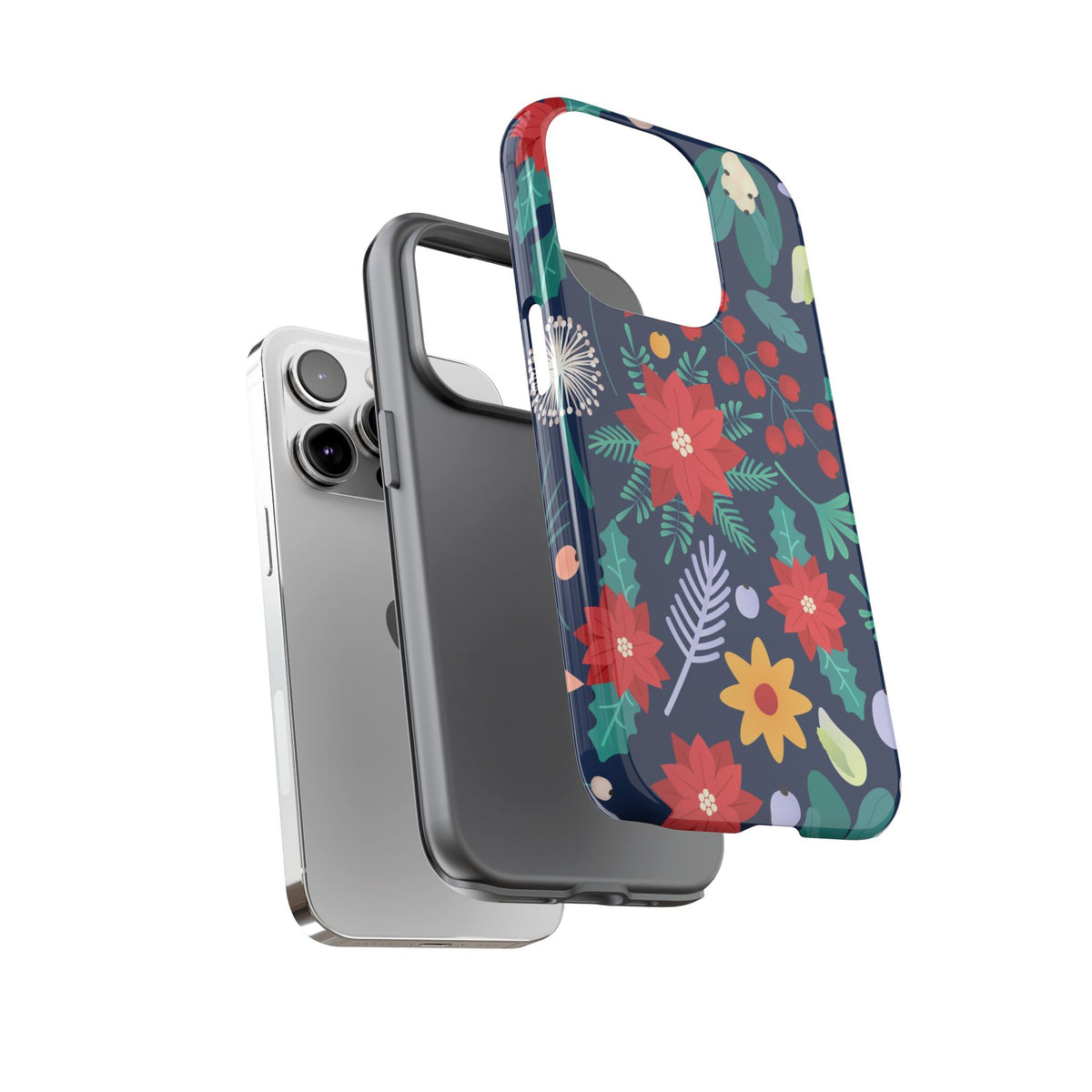 Christmas Poinsettia Floral Tough Phone Case – Holiday Design
