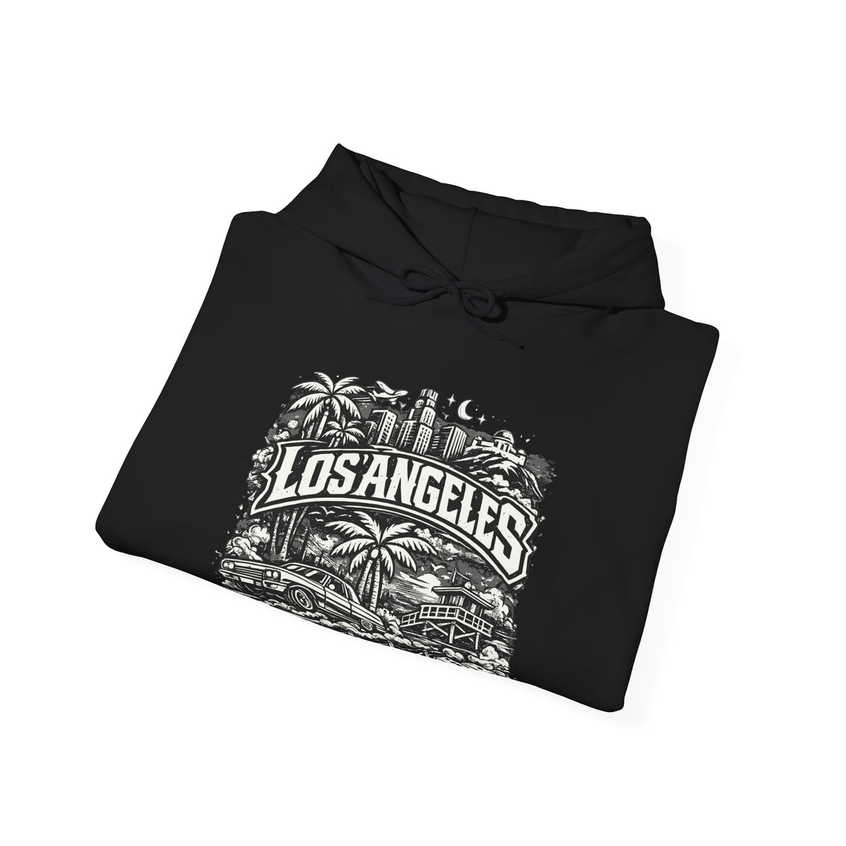 Los Angeles Vintage Skyline Hoodie  Retro Palm Tree Cityscape Sweatshirt