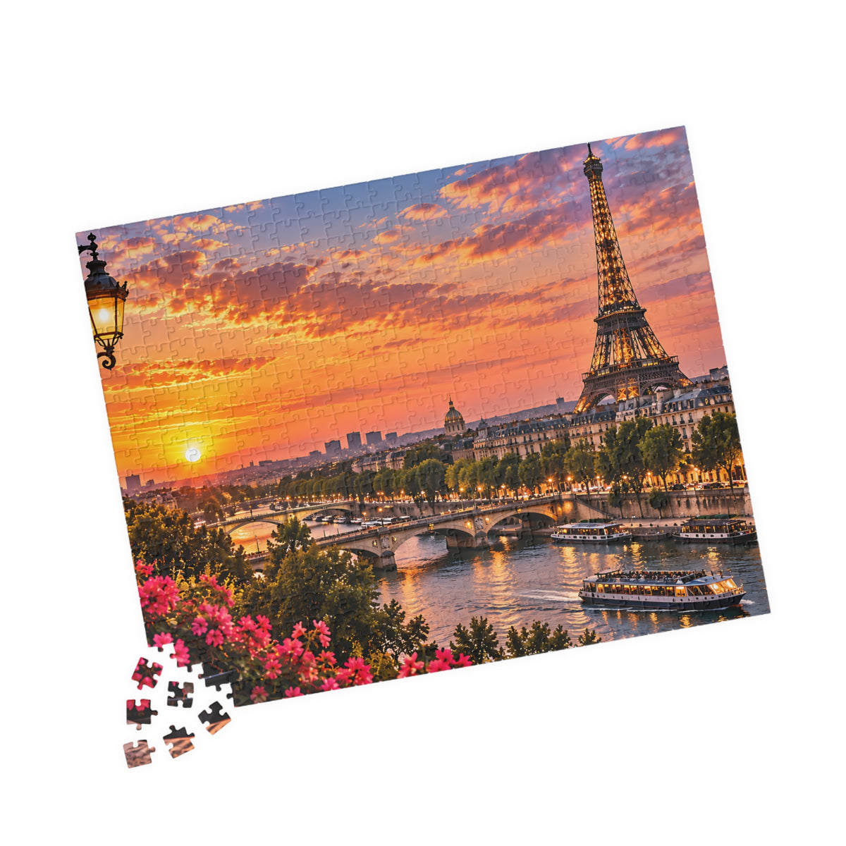 Paris France Puzzle – Eiffel Tower Sunset Jigsaw Puzzle 110/252/520/1014-Piece