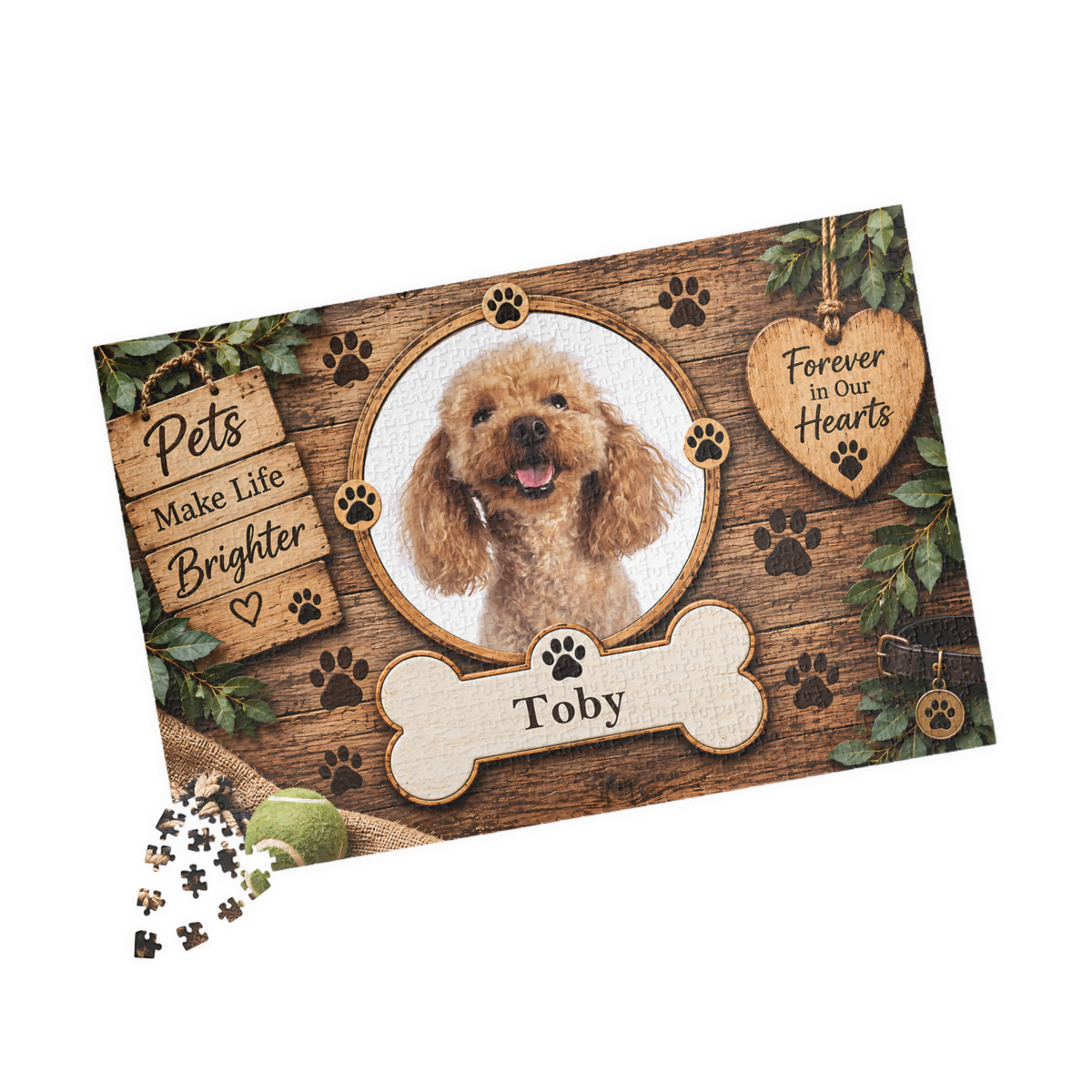 Personalized Pet Photo Puzzle – Custom Dog or Cat Picture & Name (110, 252, 520, 1014-piece)