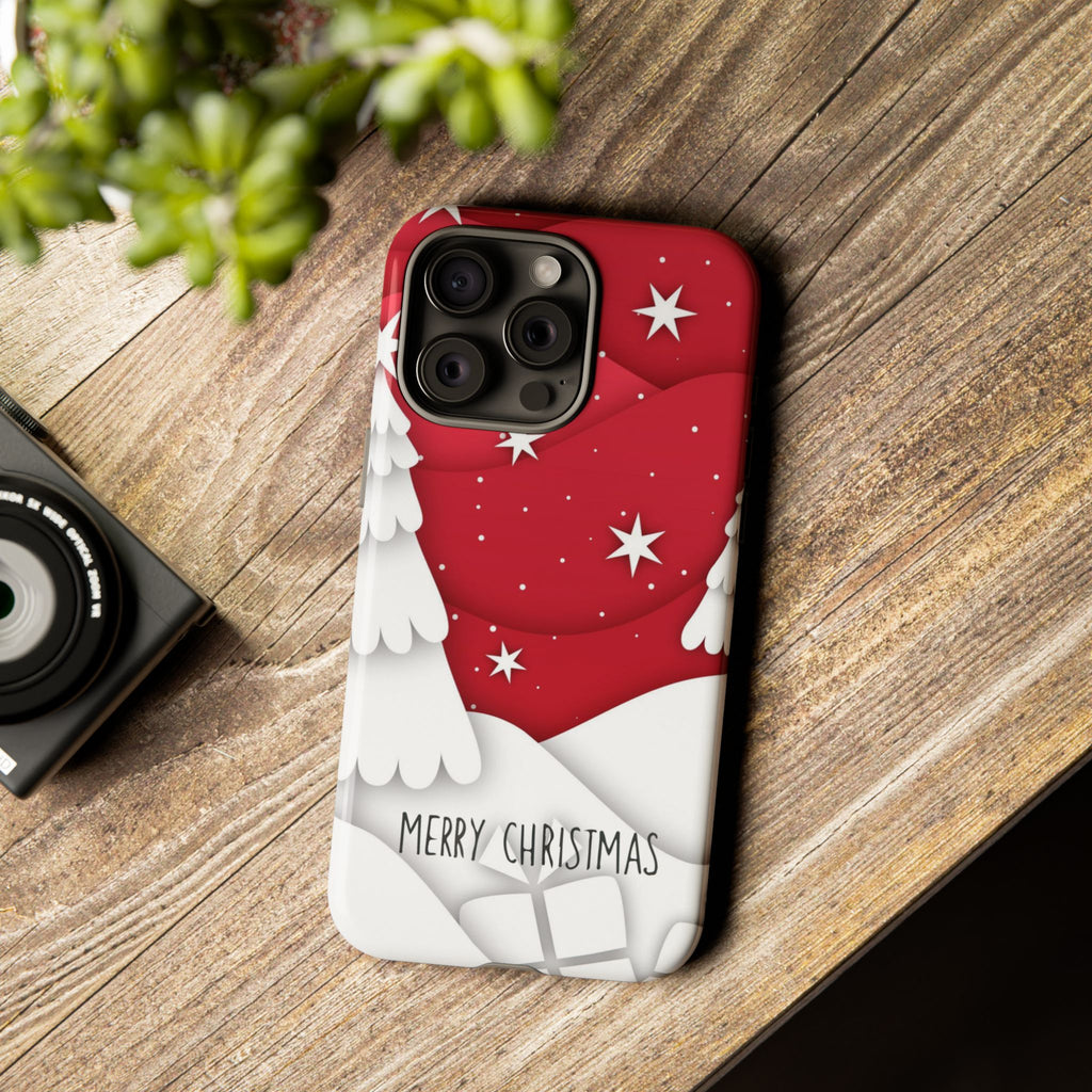 Merry Christmas Phone Case – Red & White Holiday Tough Case
