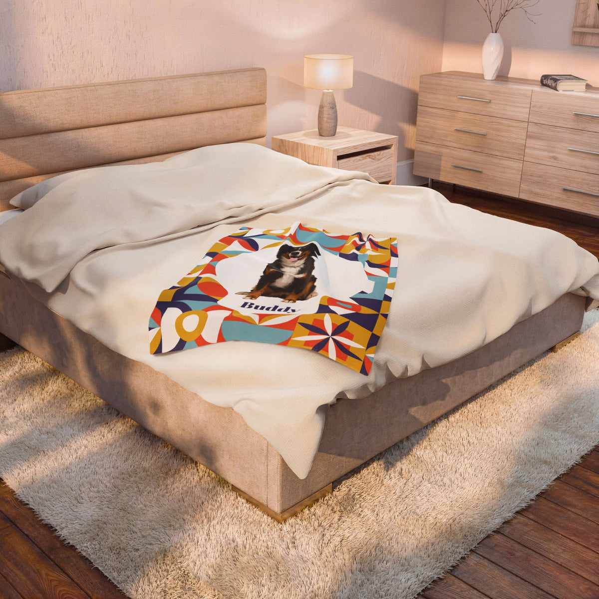 Custom Pet Blanket with Photo  Name  Personalized Dog Blanket  Cat Photo Throw  Sherpa Plush Pet Memorial Gift  PET3