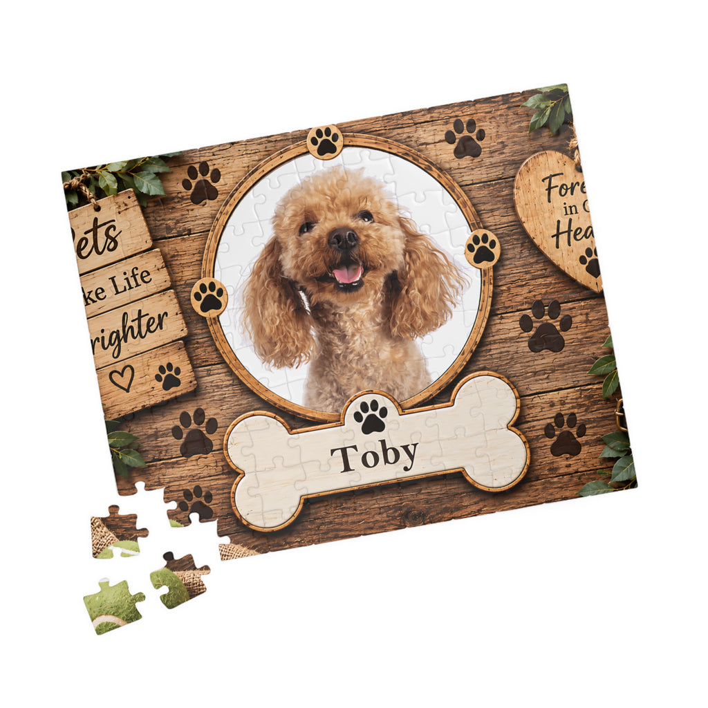 Personalized Pet Photo Puzzle – Custom Dog or Cat Picture & Name (110, 252, 520, 1014-piece)