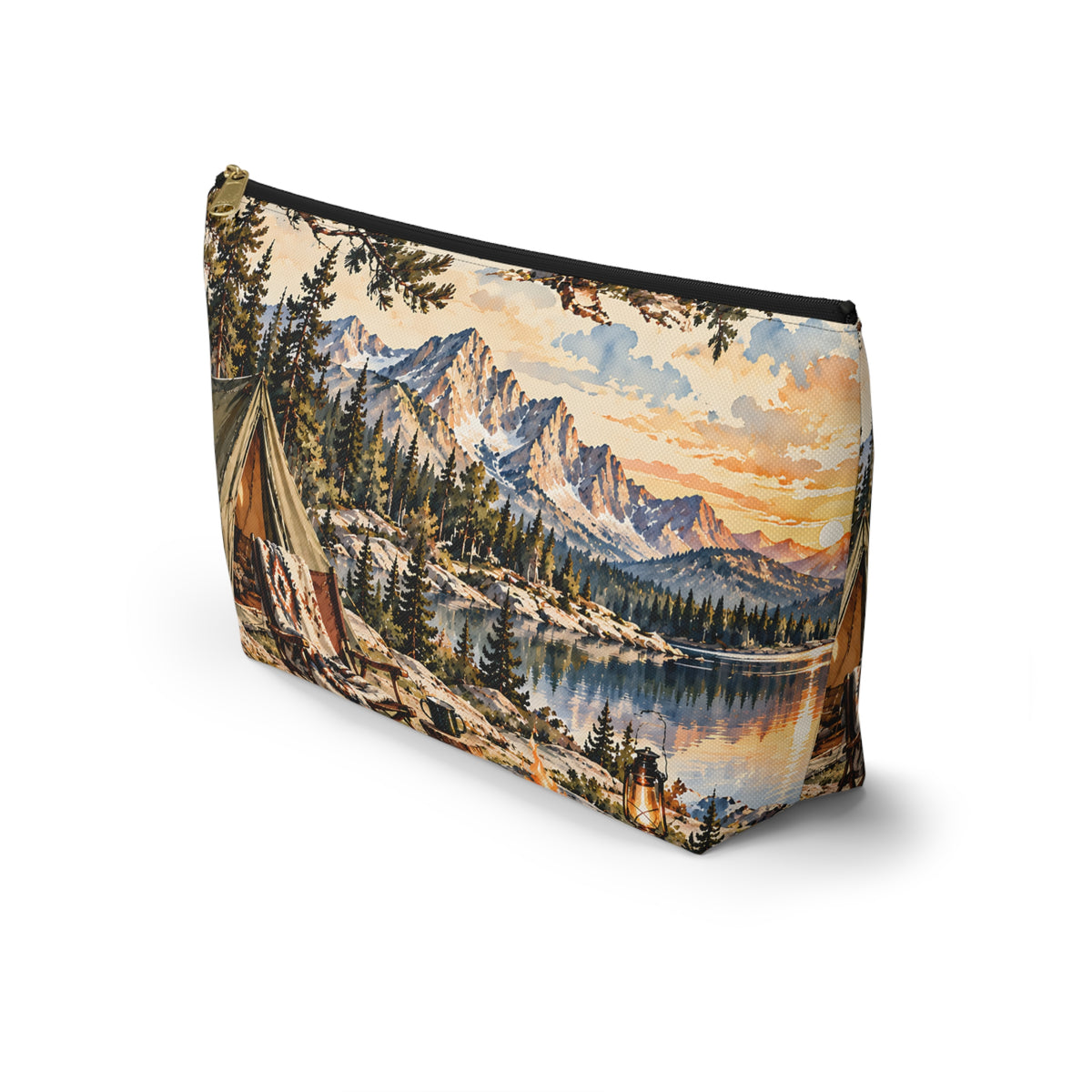 Mountain Camping Pouch – Vintage Outdoor Adventure Print