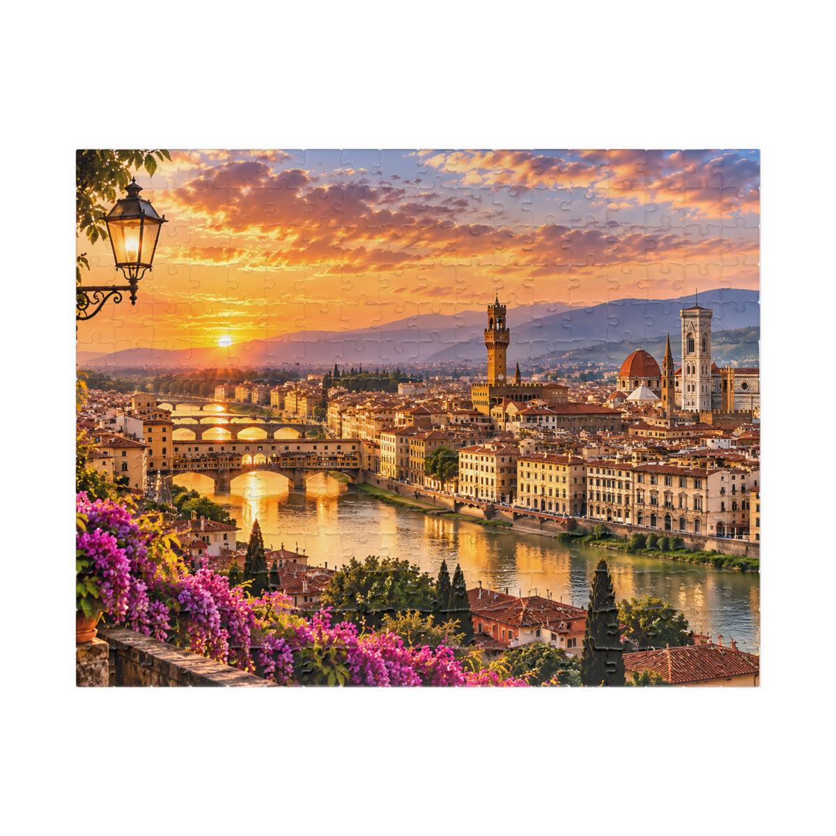Florence Italy Puzzle – Tuscany Sunset Jigsaw Puzzle — Scenic Italy Travel Puzzle (110/252/520/1014 pcs)