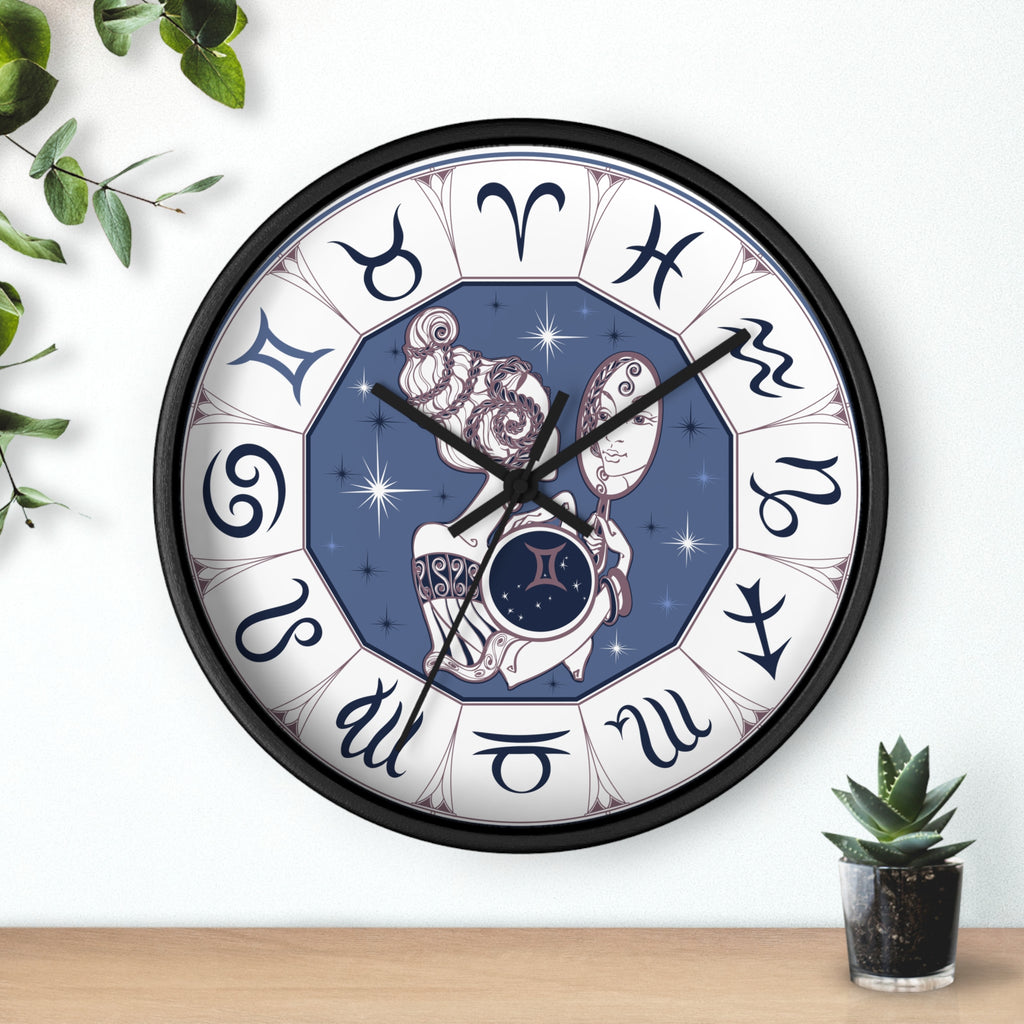 Gemini Zodiac Illustration Wall Clock | Astrological Signs Circle
