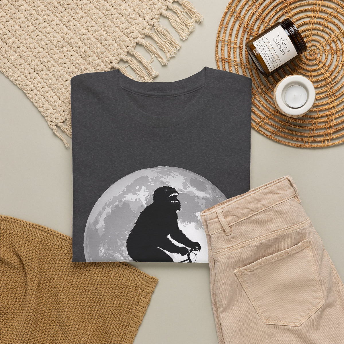 Bigfoot Bicycle T-Shirt – Moon & Nature Adventure Graphic Tee