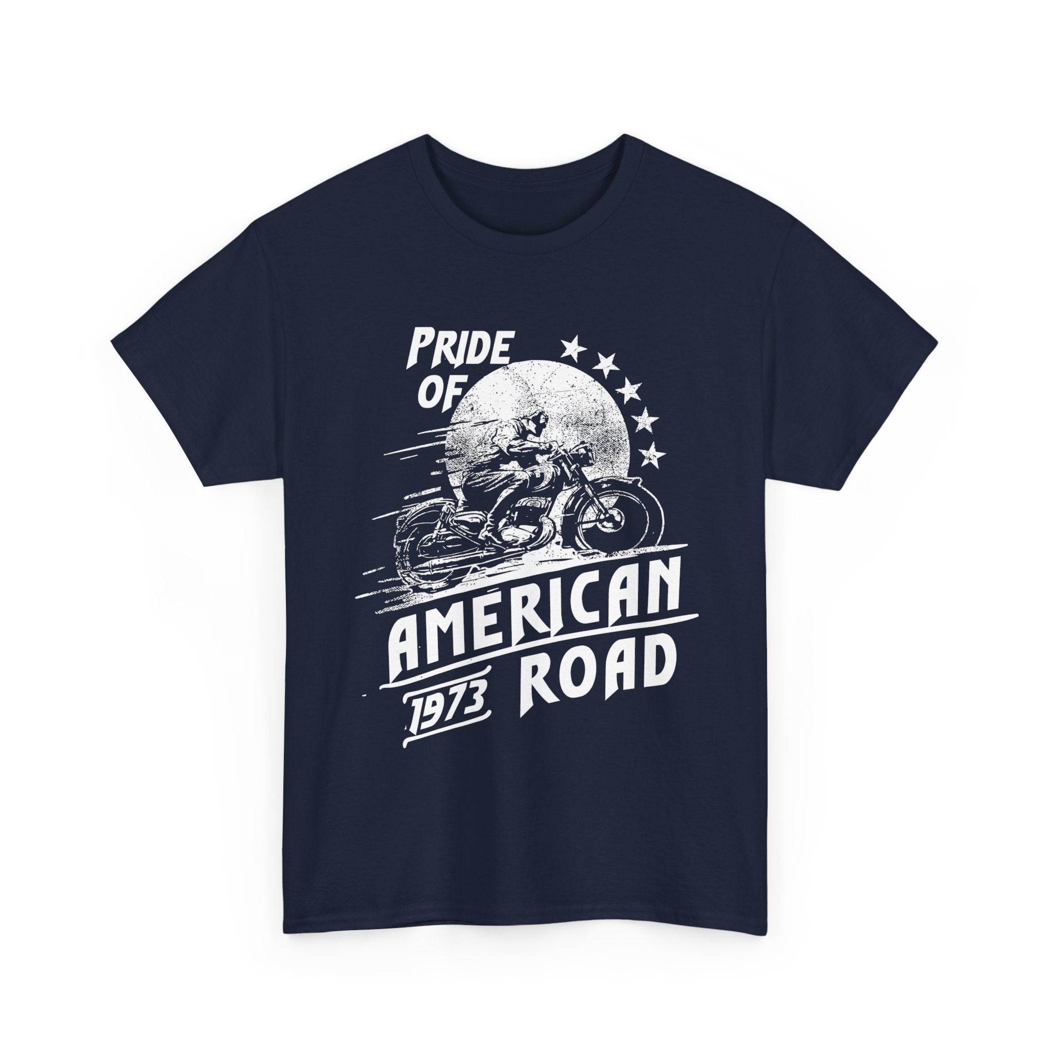 American Road Motorcycle Tee — "Pride of American Road 1973" Vintage Biker T-Shirt