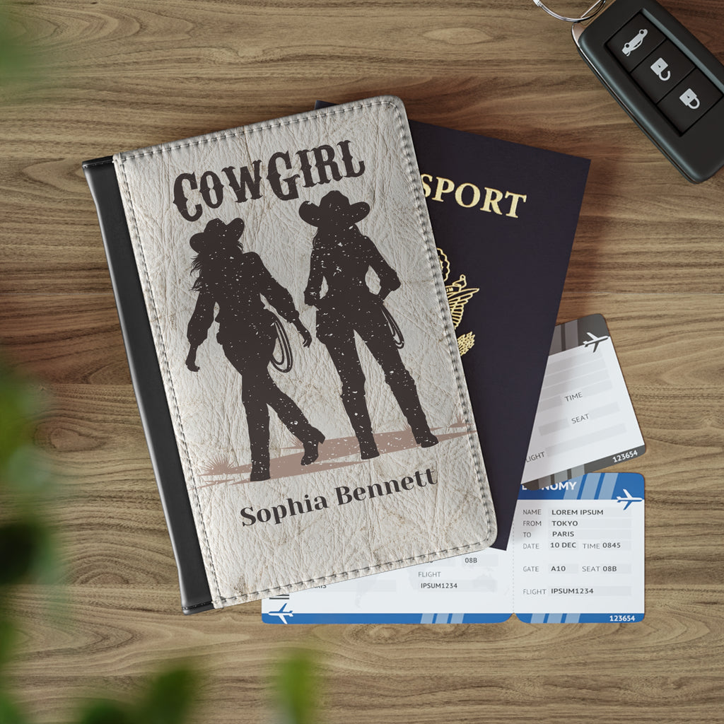 Personalized Cowgirl Passport Cover with Name – RFID Blocking Travel Passport Holder