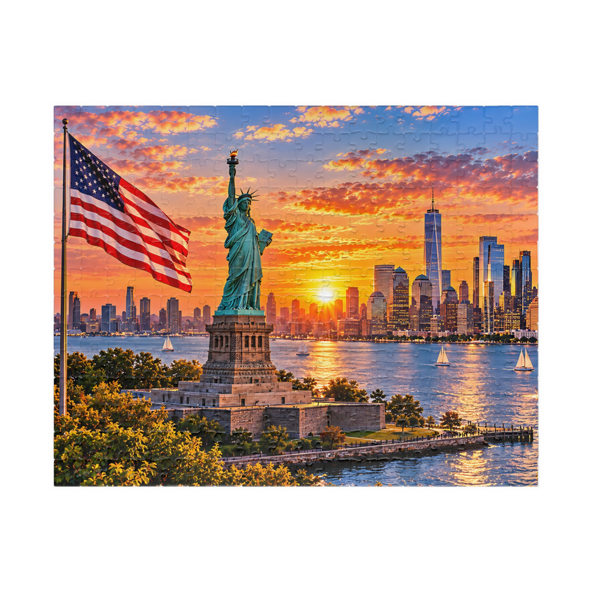 New York City USA Puzzle – Statue of Liberty Jigsaw Puzzle (110, 252, 520, 1014-piece)